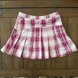 SO Pink and White Plaid Skater Skirt